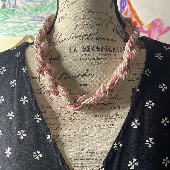 📿Stunning Vintage Micro Bead Multi Strand Braided Necklace - Picture 1 of 11